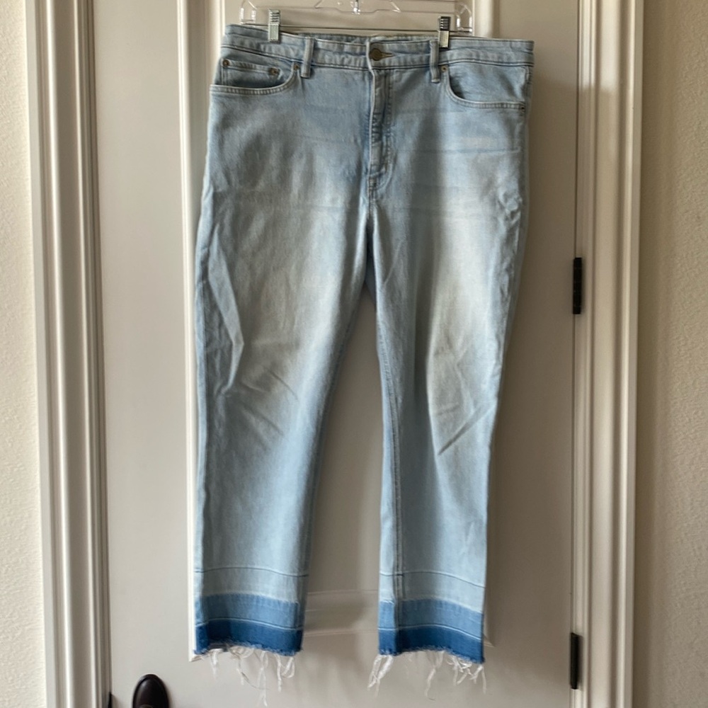 Lauren by Ralph Lauren cropped jeans, hombre fringe cuffs size 16
